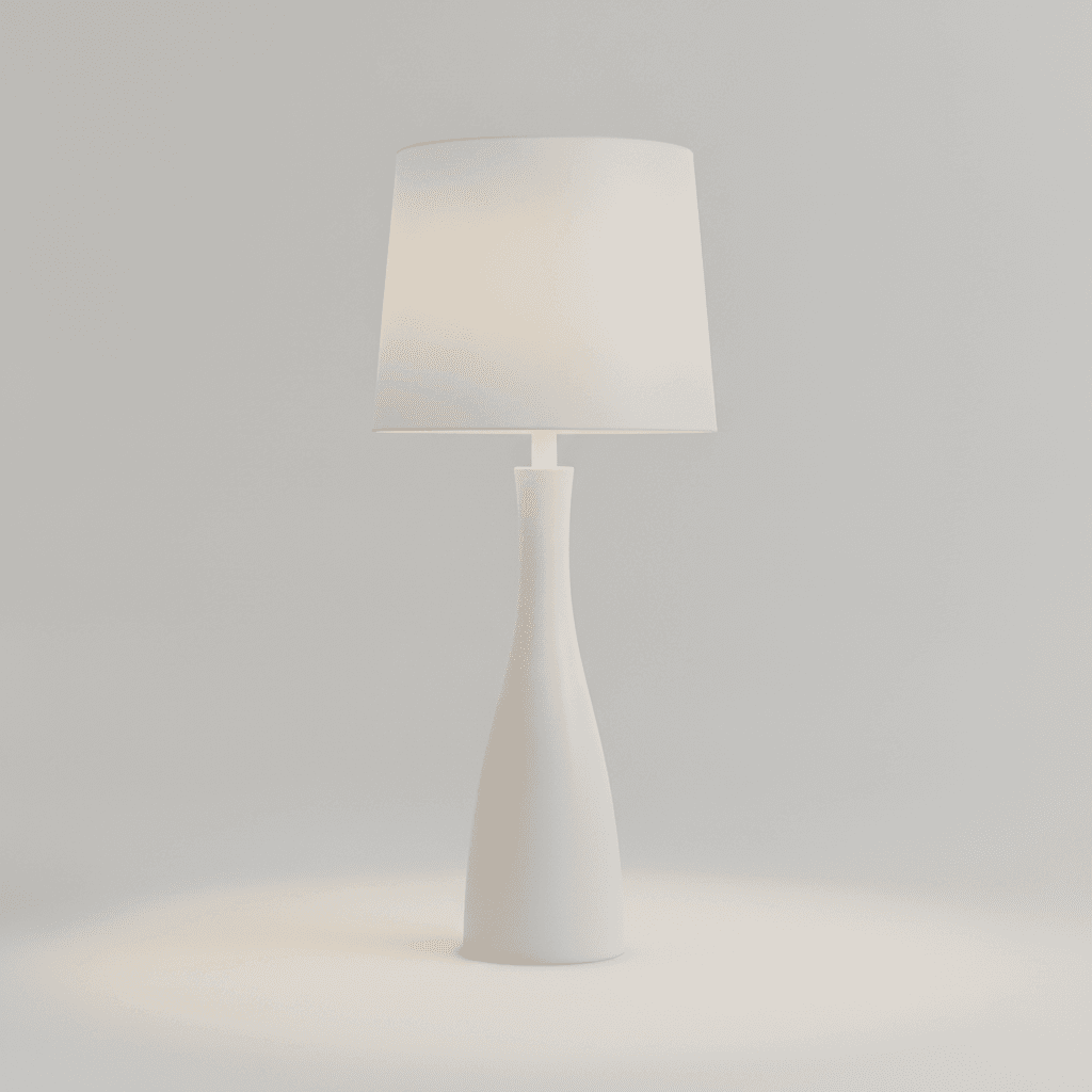 White Ceramic Fabric Shade Table Lamp