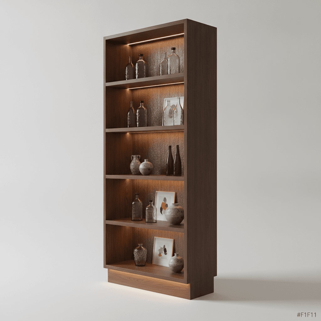 Walnut Wood Backlit Display Cabinet