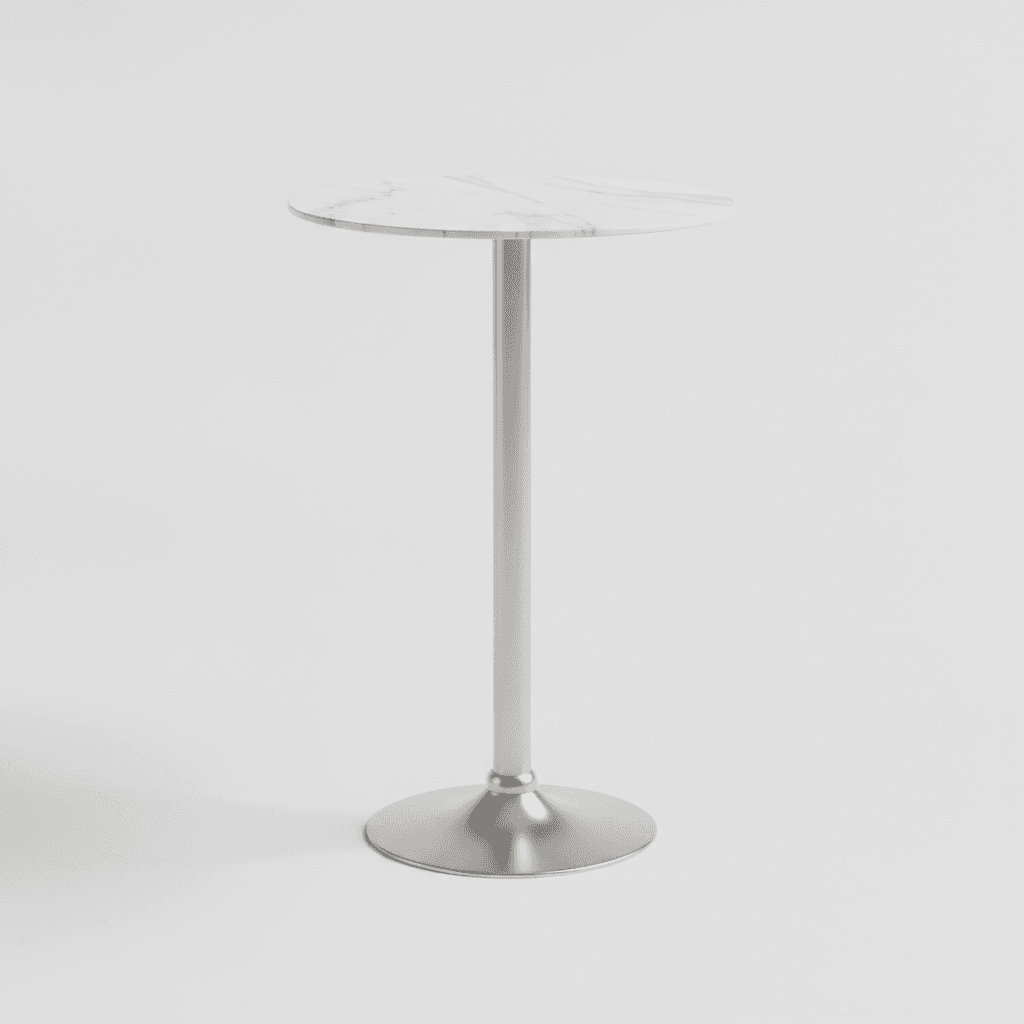 White Glass Marble Bar Table