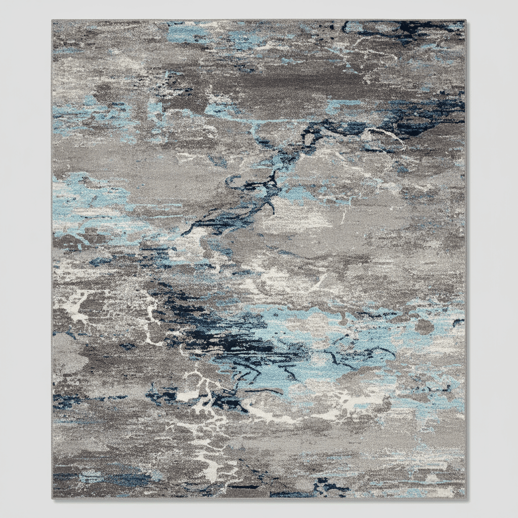 Grey Fabric Abstract Patterned Rug