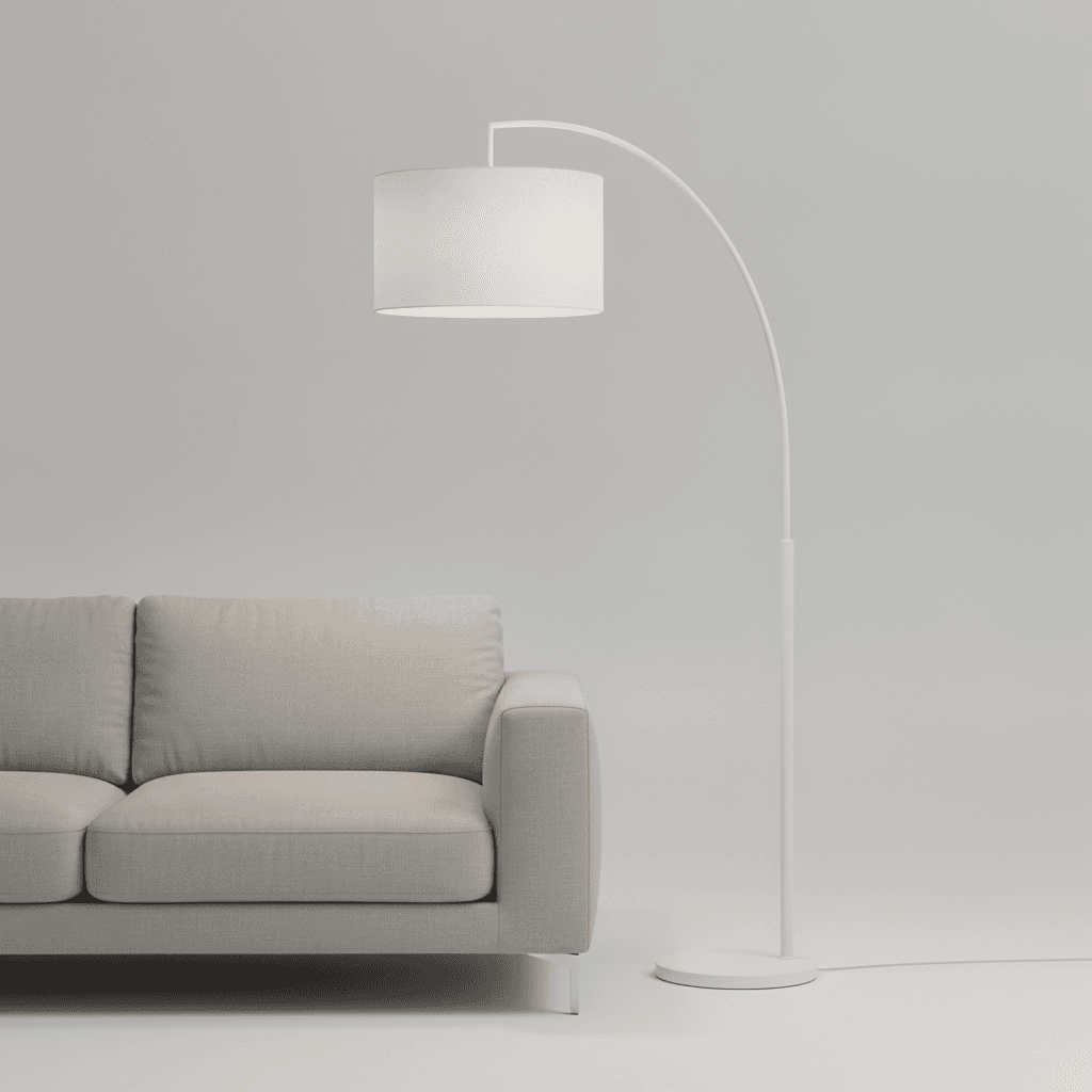 White Metal Arc Drum Lamp