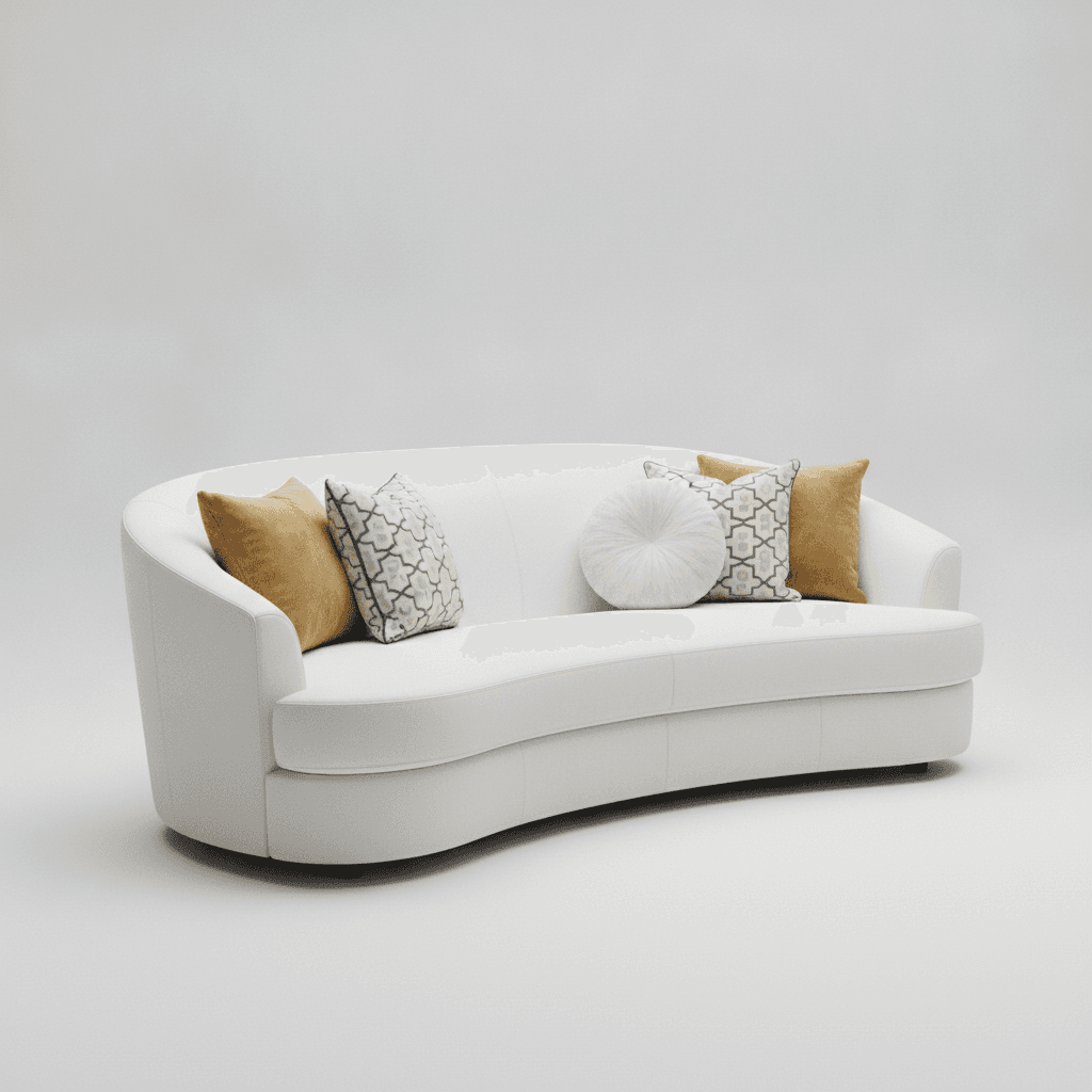 White Leather Three-Seat Sofa