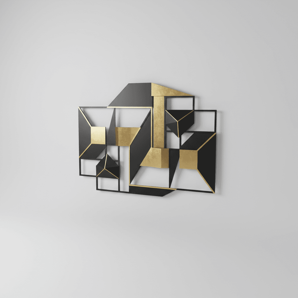 Black Metal Geometric Wall Panel