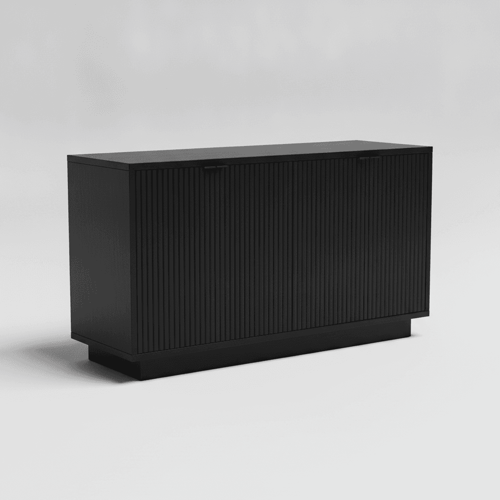 Black Fluted Wood Sideboard