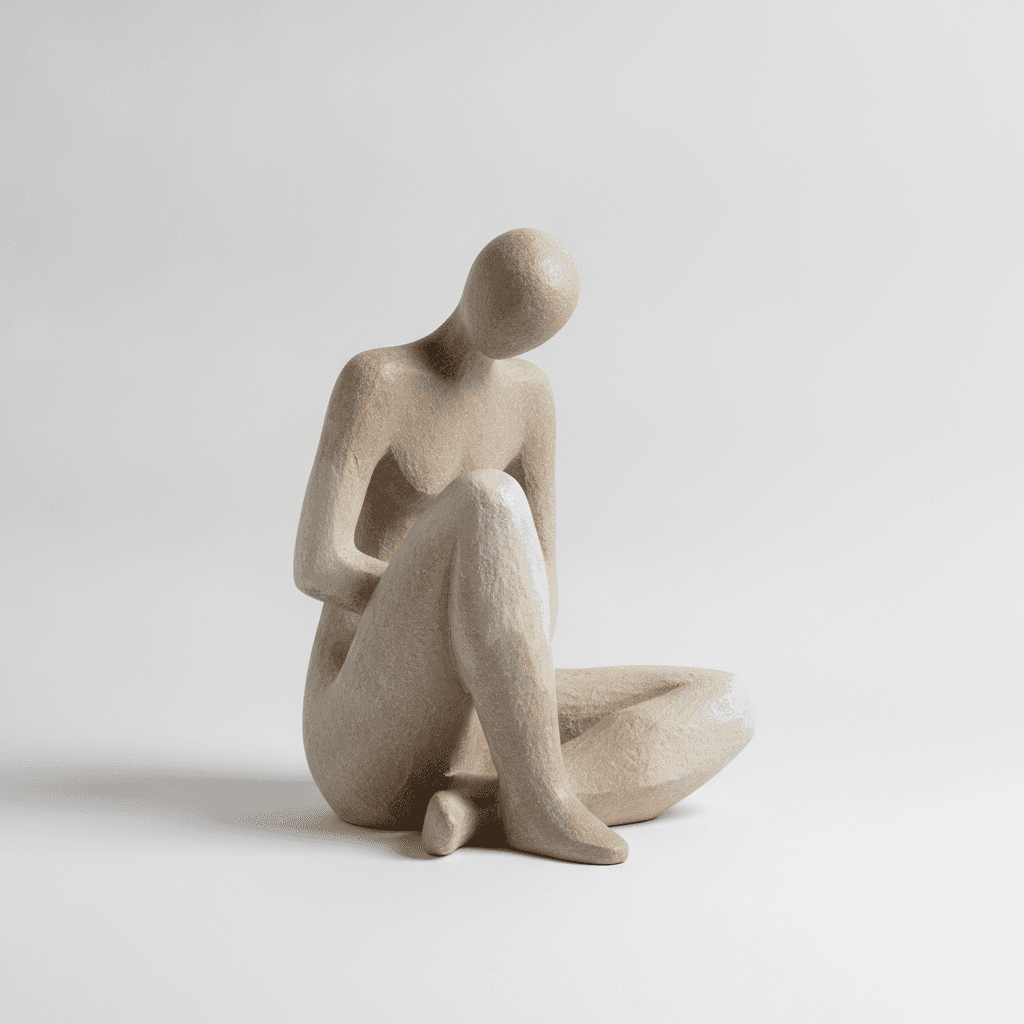 Natural Abstract Seated Figure Sculpture