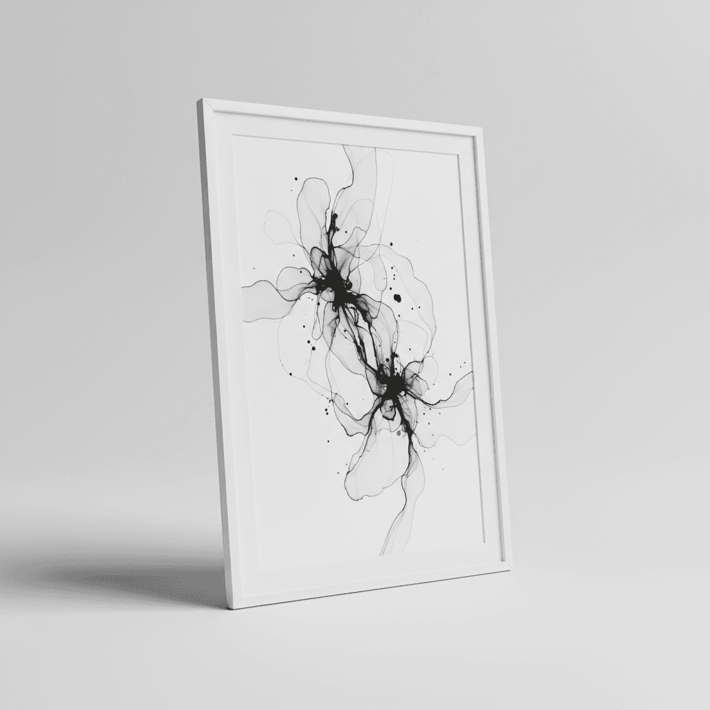 Black White Ink Framed Artwork