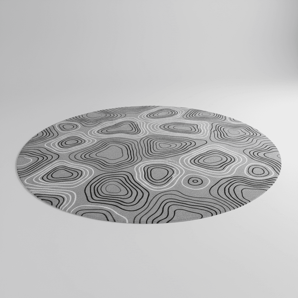 Grey Fabric Wave-Pattern Area Rug