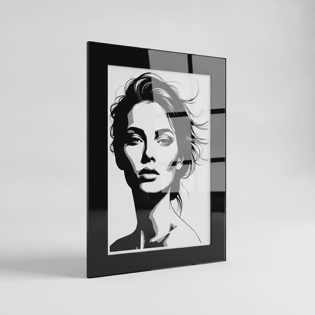 Black Glass Framed Fashion Portrait