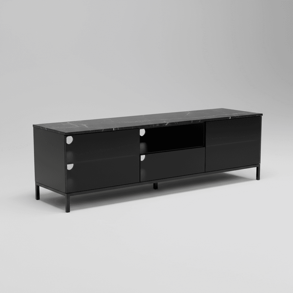Black Glass TV Media Console