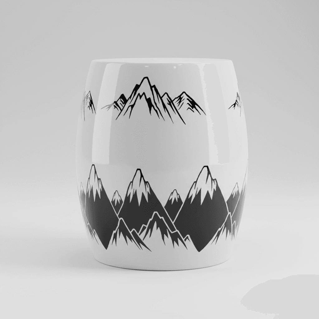 Black and White Ceramic Drum Stool