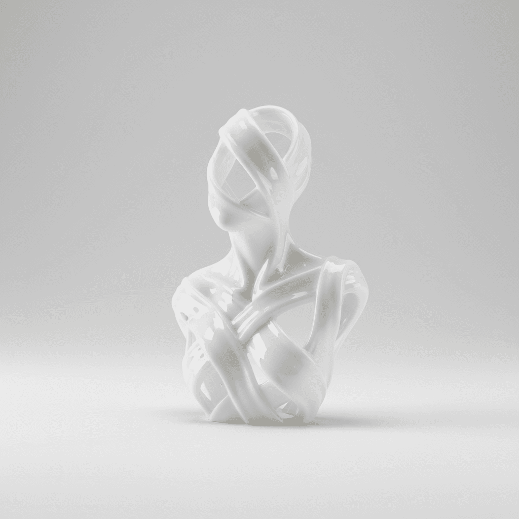 White Glass Figure Bust Sculpture