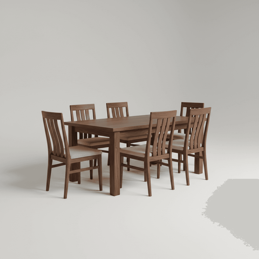 Walnut Wood Six-Seat Dining Table