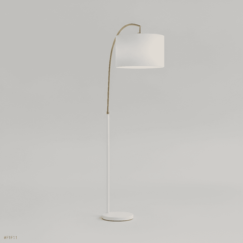 White Brass Arc Floor Lamp