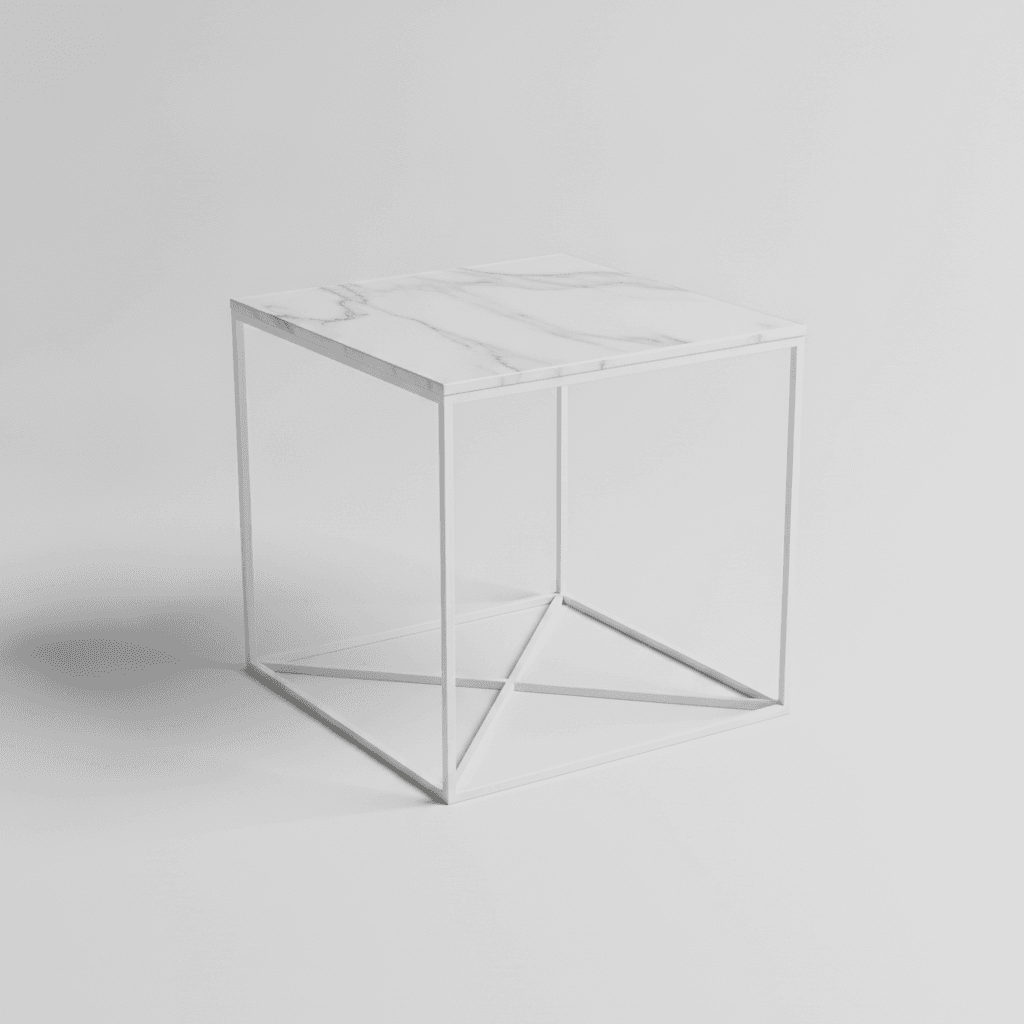 White Glass Marble Side Table