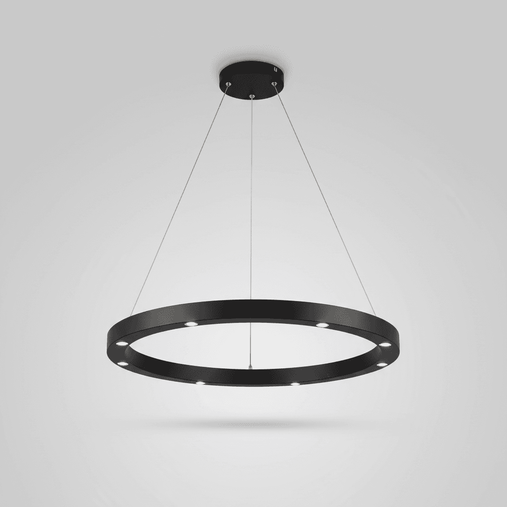 Black Metal LED Ring Chandelier