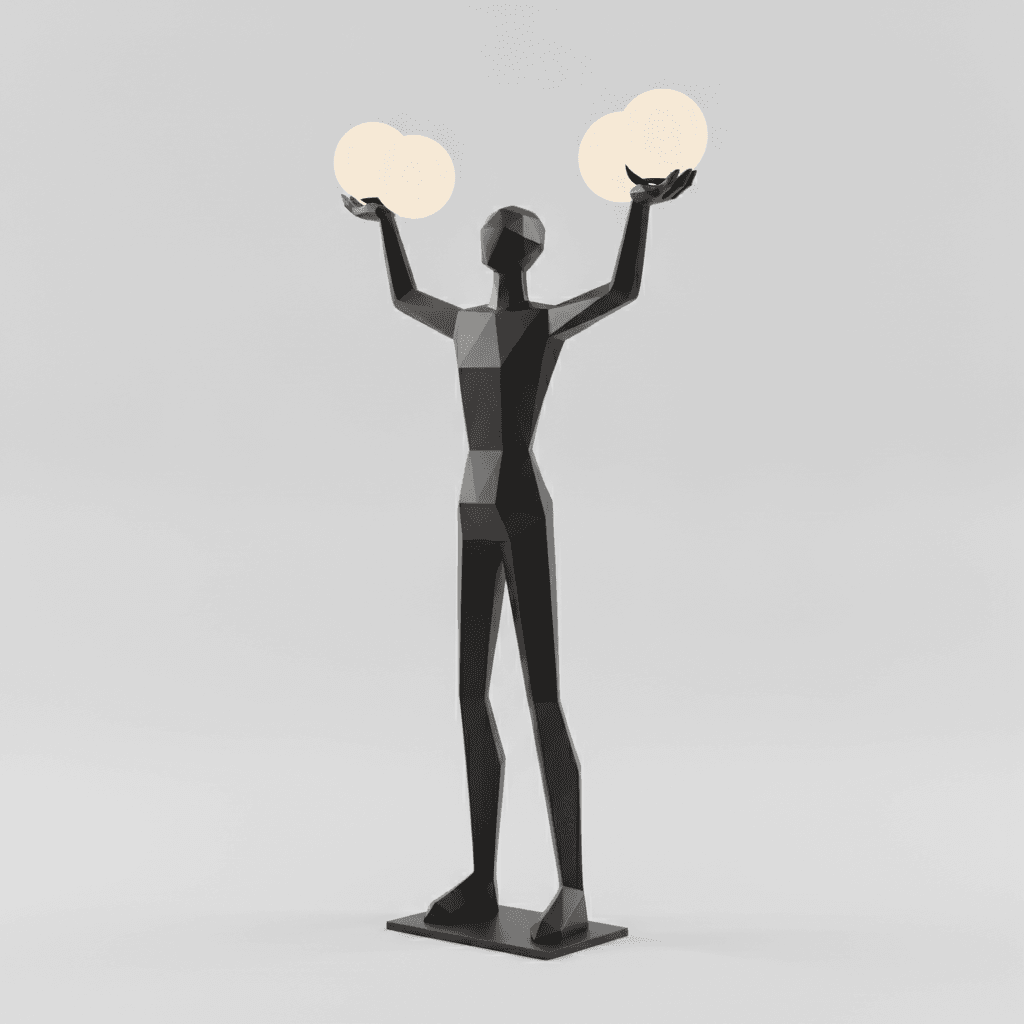 Black Metal Figure Floor Lamp