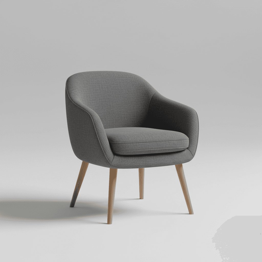 Grey Fabric Accent Armchair