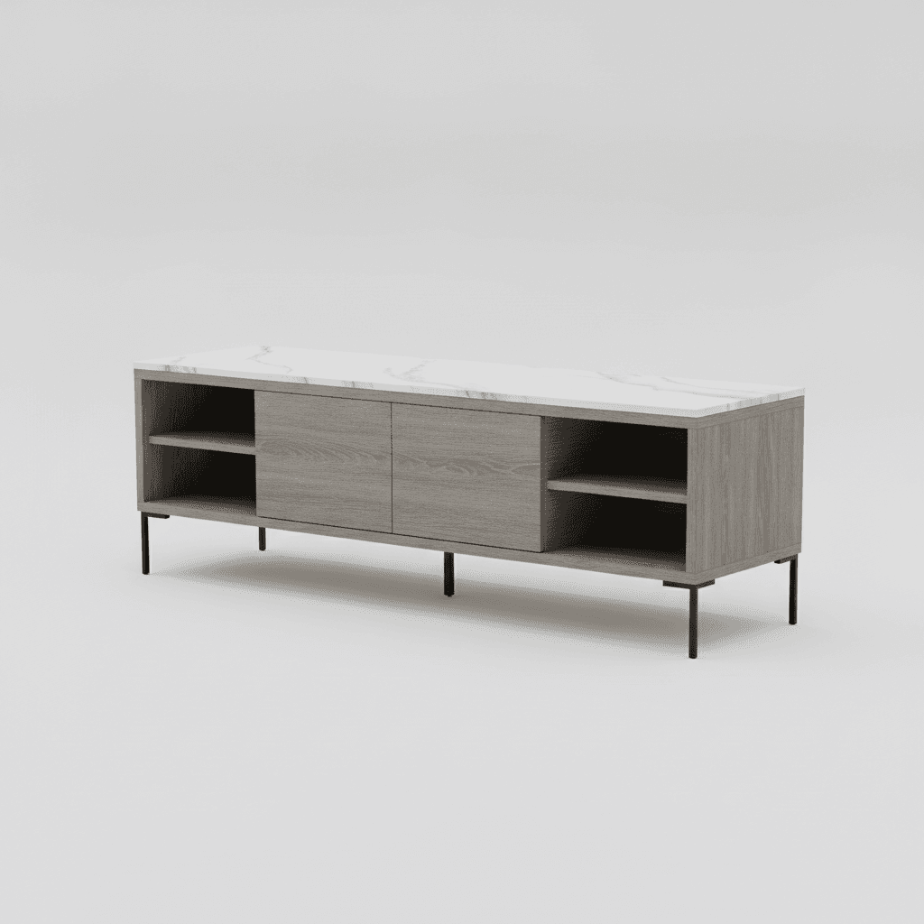 Grey Wood Low Media Console