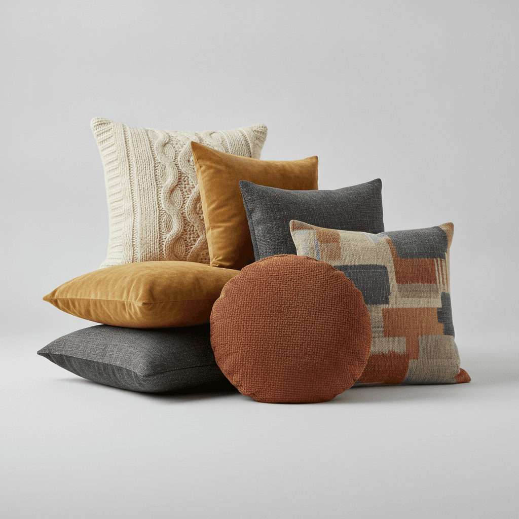 Assorted Fabric Throw Pillow Set