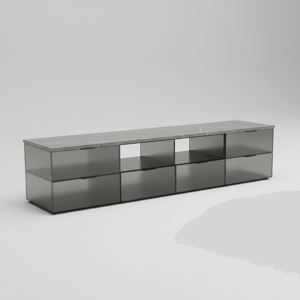 Grey Glass Marble Media Unit