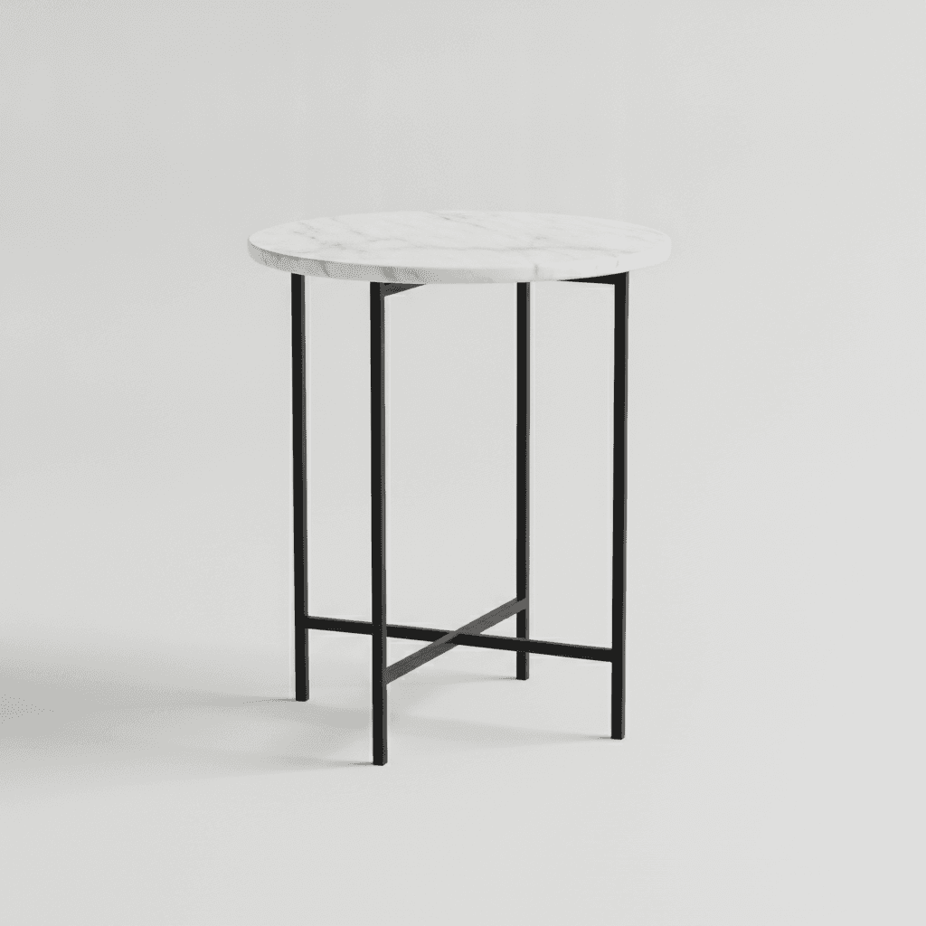 Black Metal Marble-Top Side Table