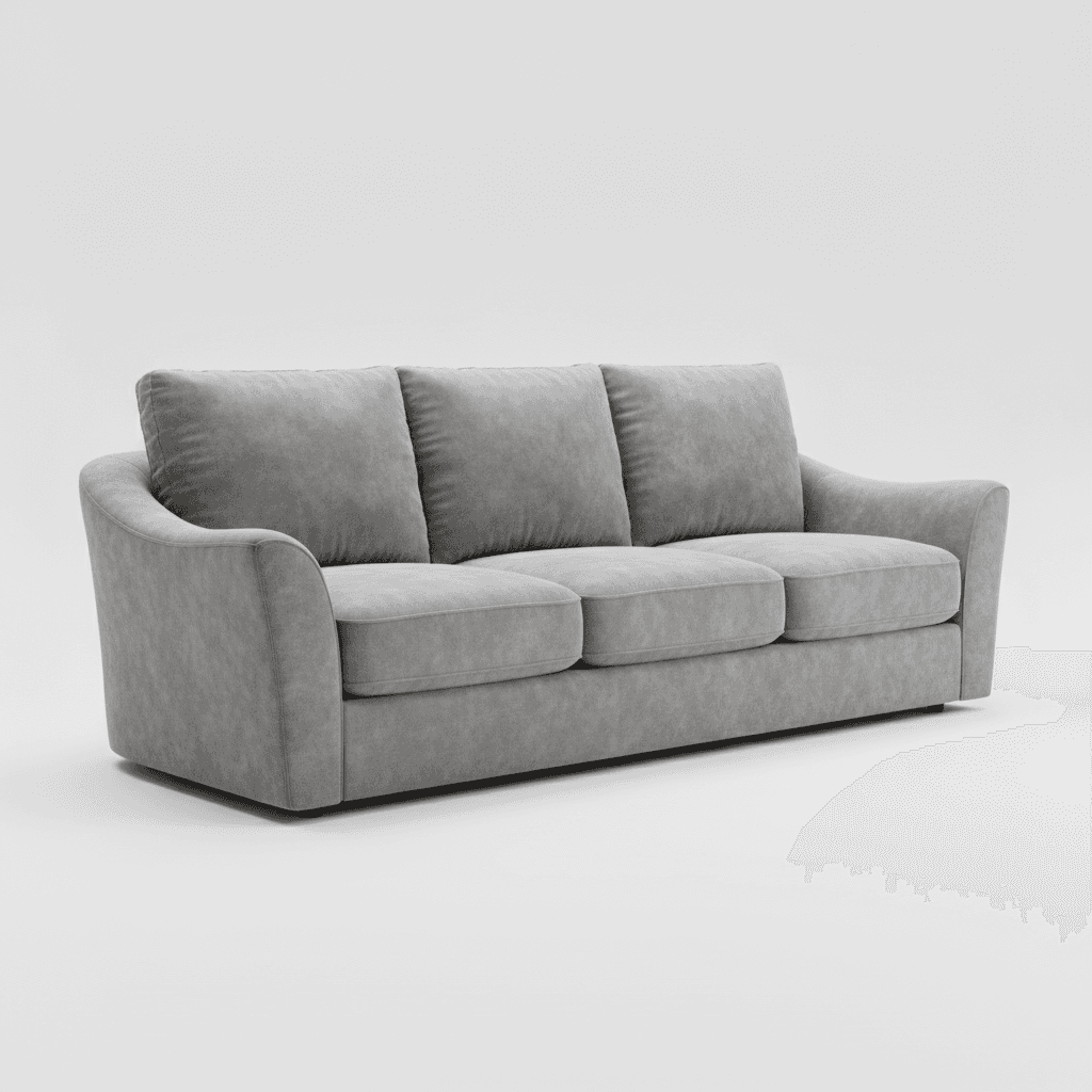 Slate Grey Velvet Three-Seat Sofa