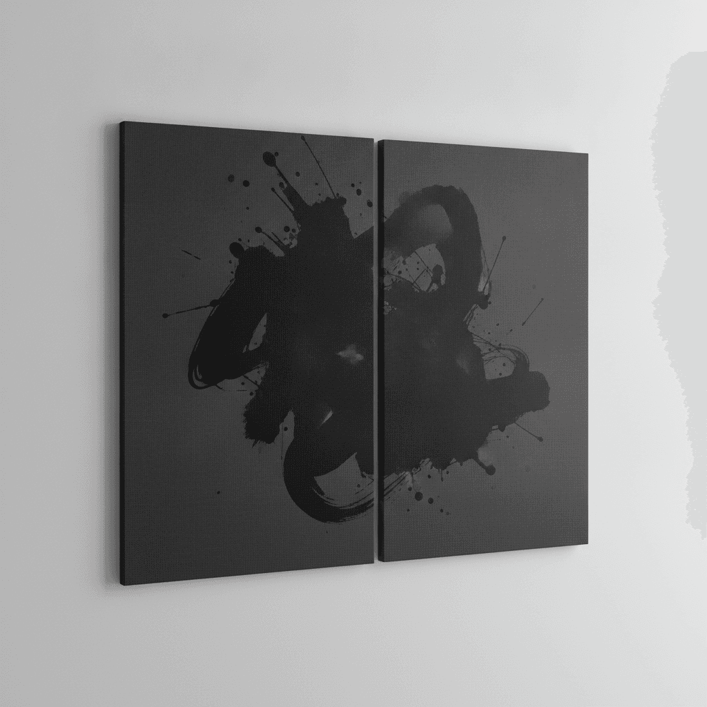 Black Canvas Abstract Diptych
