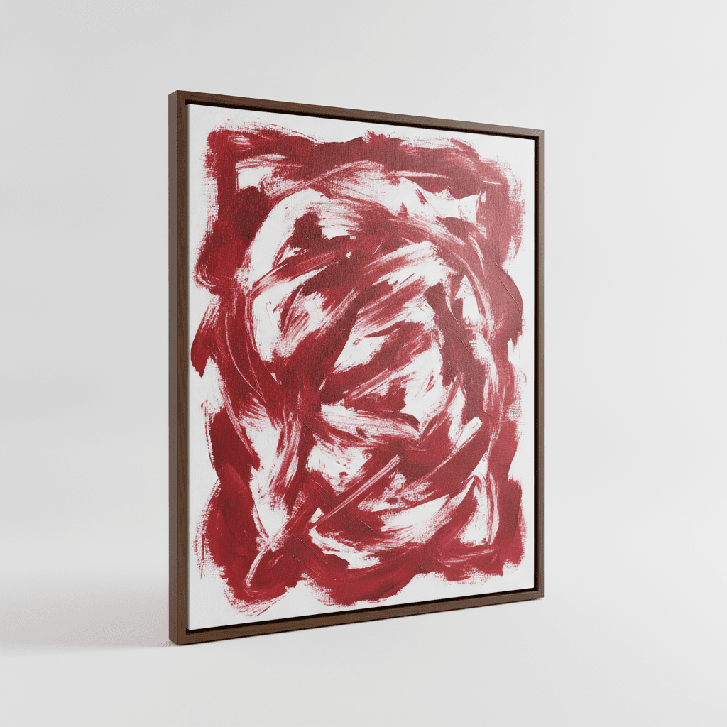 Red and White Abstract Canvas Art